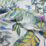 Floral Viscose Silk Floss Fabric by the Yard, Lightweight Polyester Free Fabric, (150 cm / 59") Wide