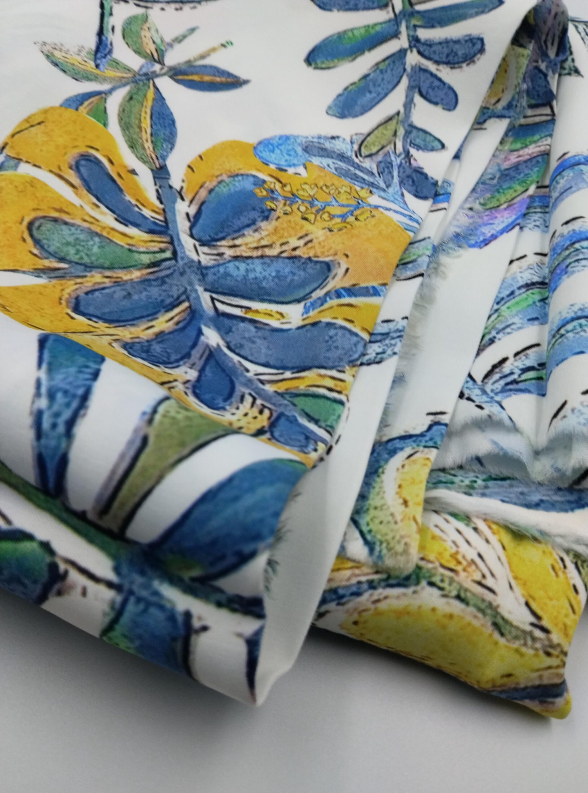 Floral Viscose Silk Floss Fabric by the Yard, Lightweight Polyester Free Fabric, (150 cm / 59") Wide – view 7
