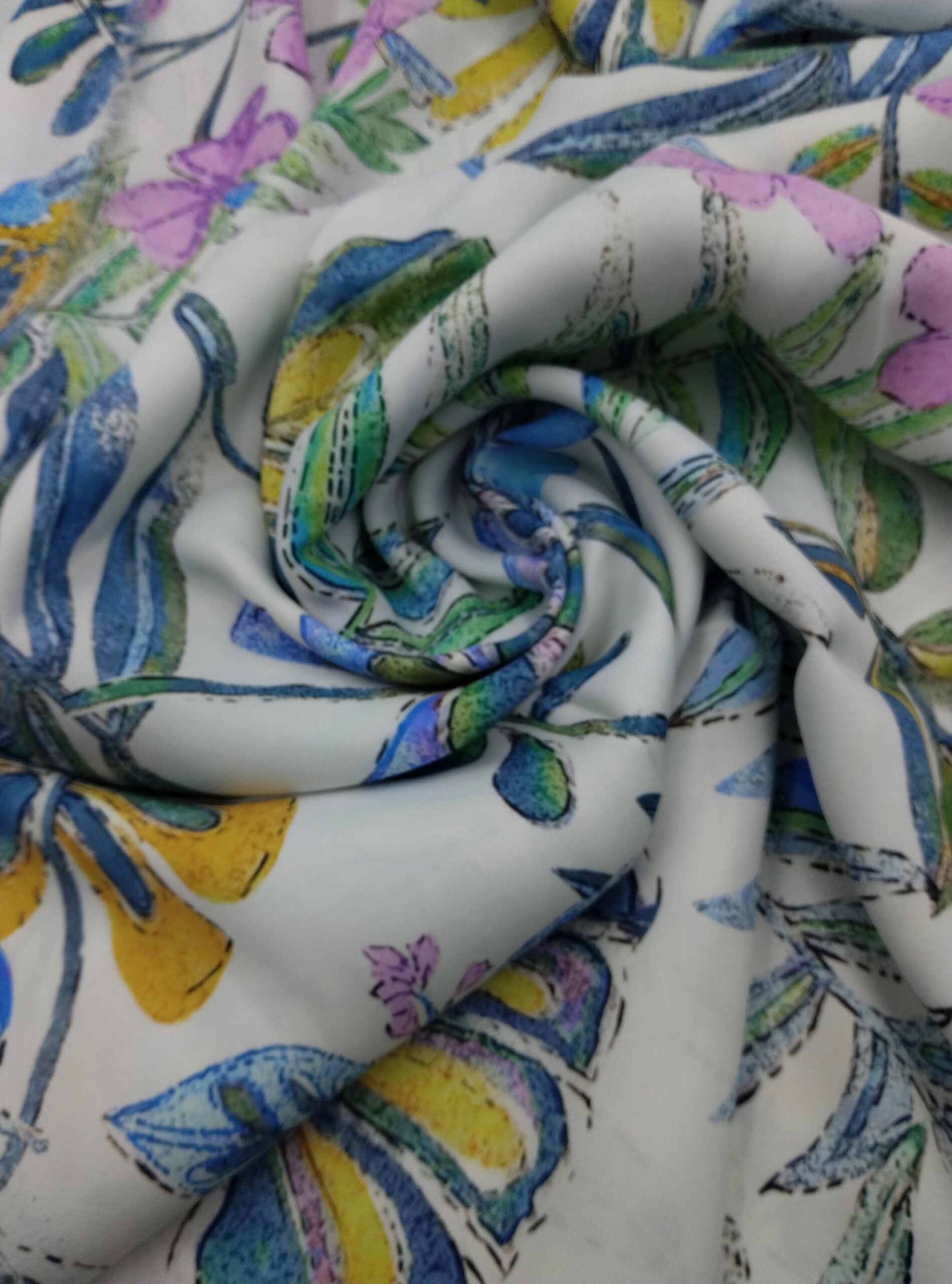 Floral Viscose Silk Floss Fabric by the Yard, Lightweight Polyester Free Fabric, (150 cm / 59") Wide – view 8