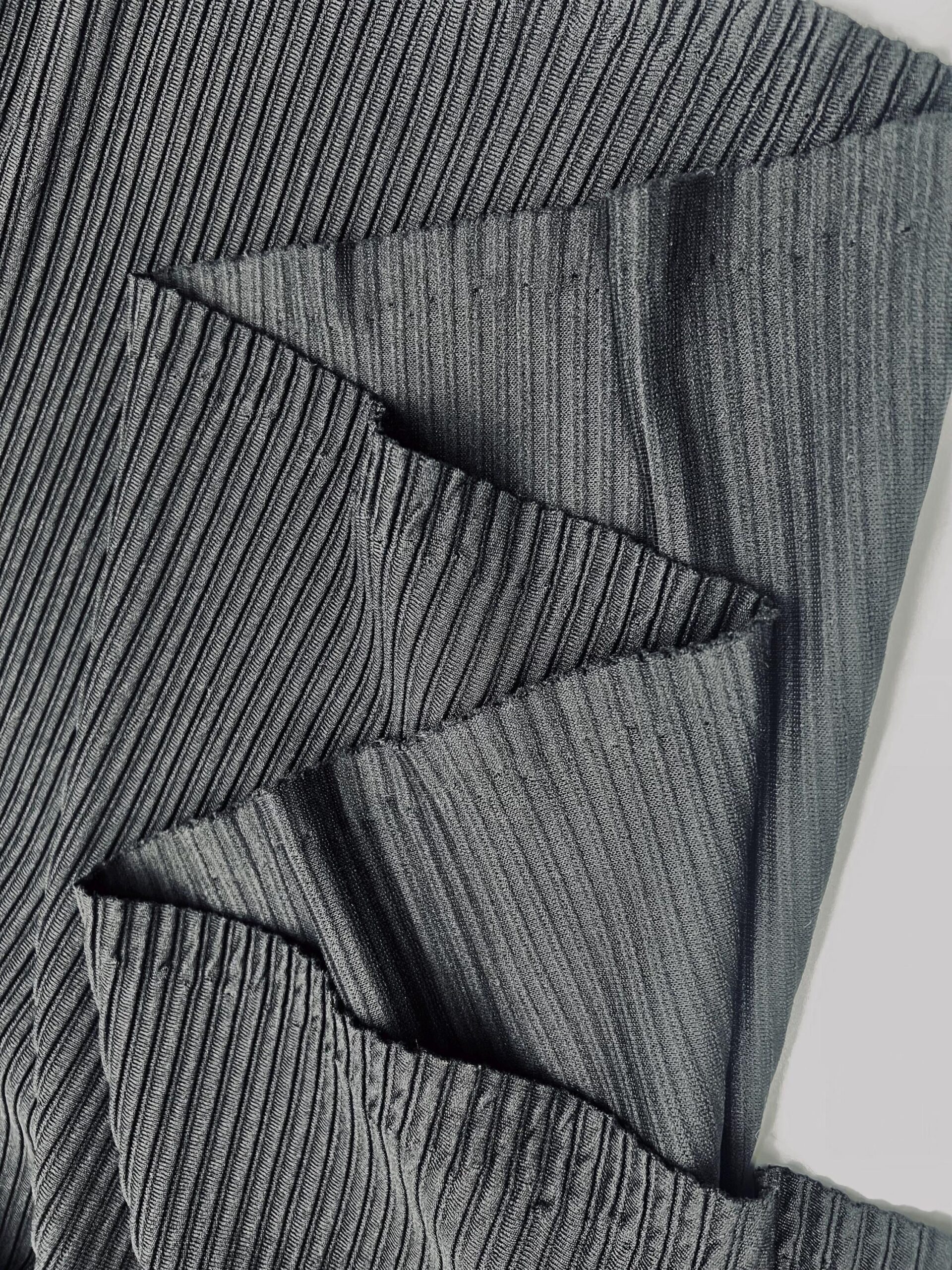Black Ribbed Knit Fabric by the Yard, 4 Way Stretch Lycra Dress Top Pants Fabric, (150 cm / 59") Wide – view 5
