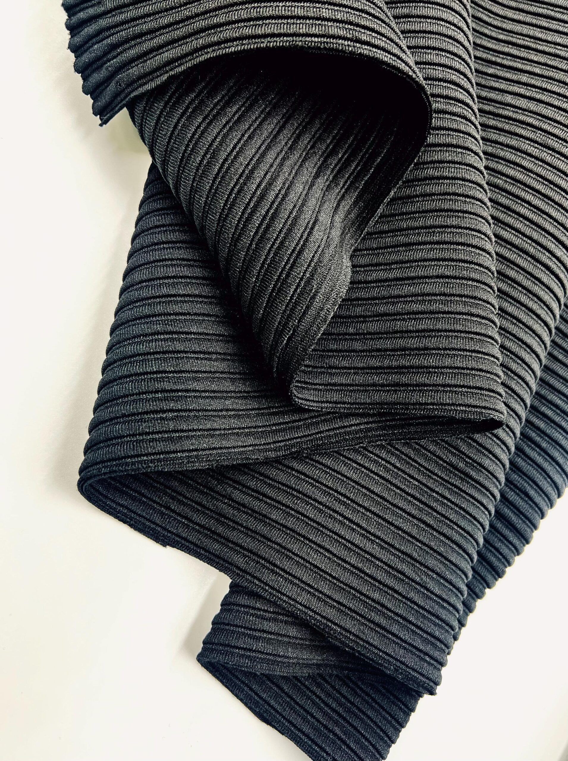 Black Ribbed Knit Fabric by the Yard, 4 Way Stretch Lycra Dress Top Pants Fabric, (150 cm / 59") Wide – view 8