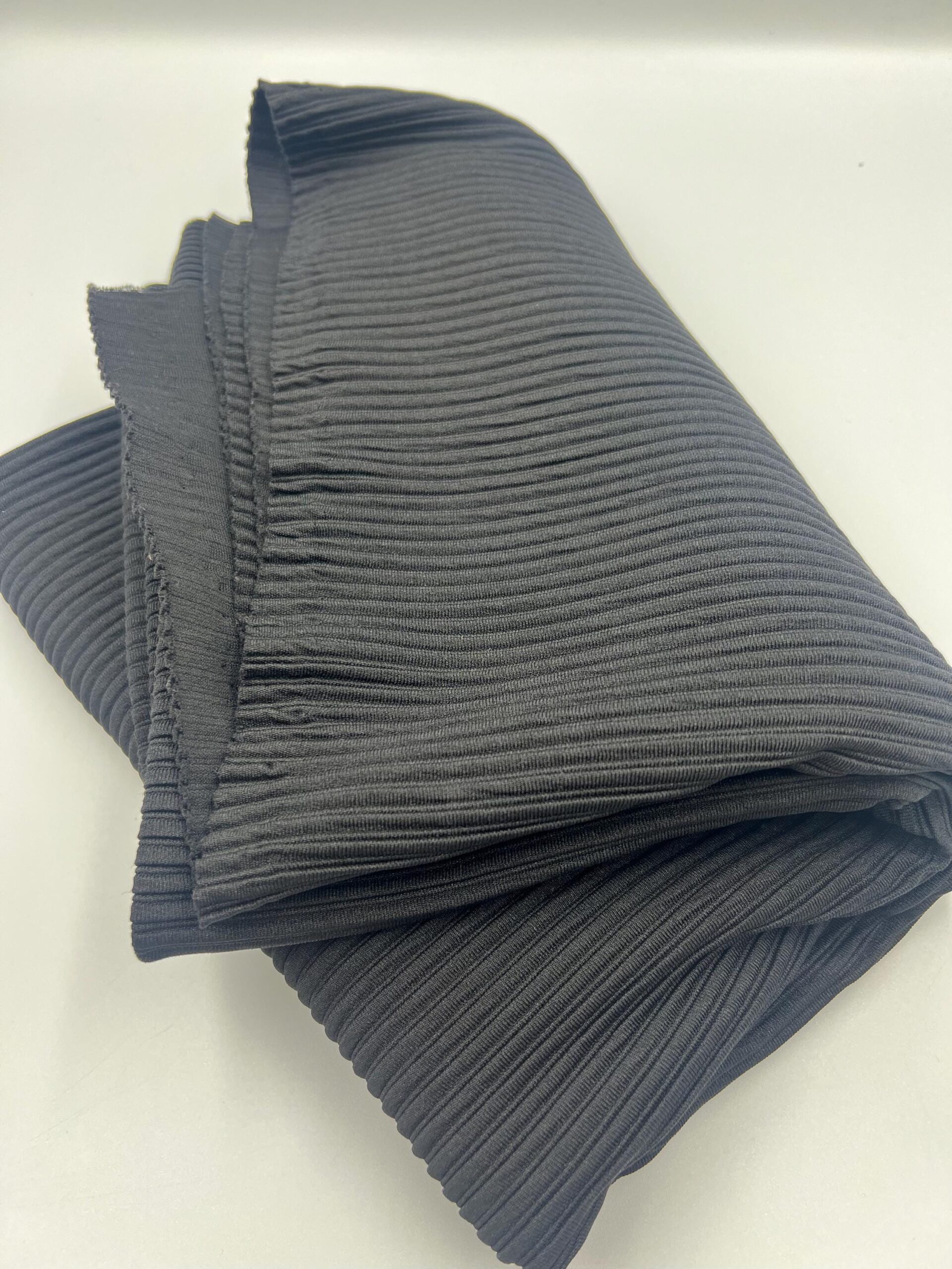 Black Ribbed Knit Fabric by the Yard, 4 Way Stretch Lycra Dress Top Pants Fabric, (150 cm / 59") Wide – view 10
