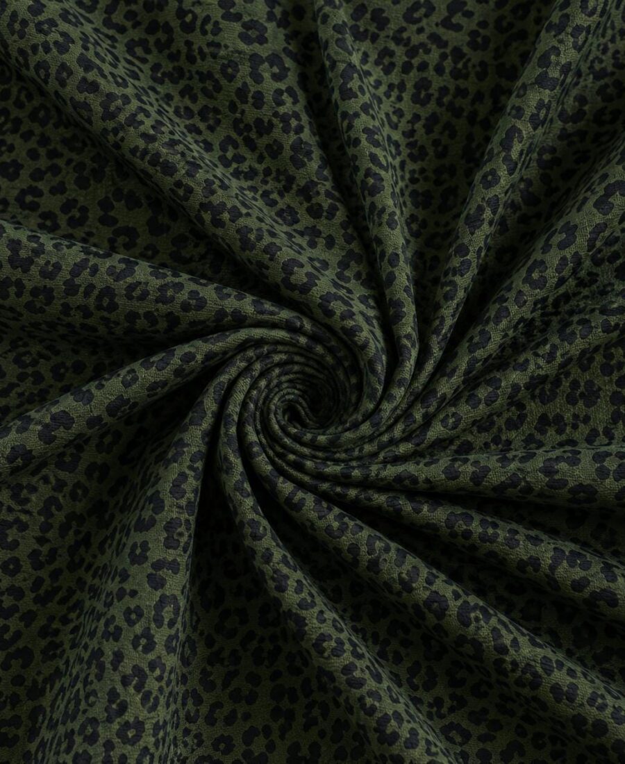 Green Leopard Print Viscose Fabric by the Yard, Natural Animal Print Dress Fabric, (150 cm / 59") Wide