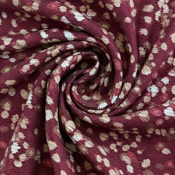Burgundy Abstract Animal Print Viscose Fabric by the Yard, Pebble Dress Fabric, (150 cm / 59") Wide, Sold by the Meter