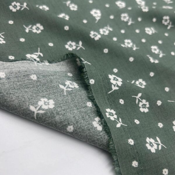Green Floral Viscose Fabric by the Yard, Soft Lightweight Drapey Dress Fabric, (150 cm / 59") Wide, Sold by the Meter