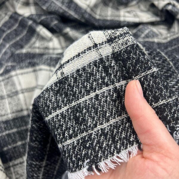 Black White Check Plaid Flannel Fabric by the Yard, Warm Winter Shirt Fabric, (150 cm / 59") Wide, Premium Bursa Quality