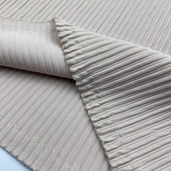 Cream Beige Ribbed Knit Fabric by the Yard, Soft Stretch Top and Dress Fabric, (150 cm / 59") Wide, Sold by the Meter