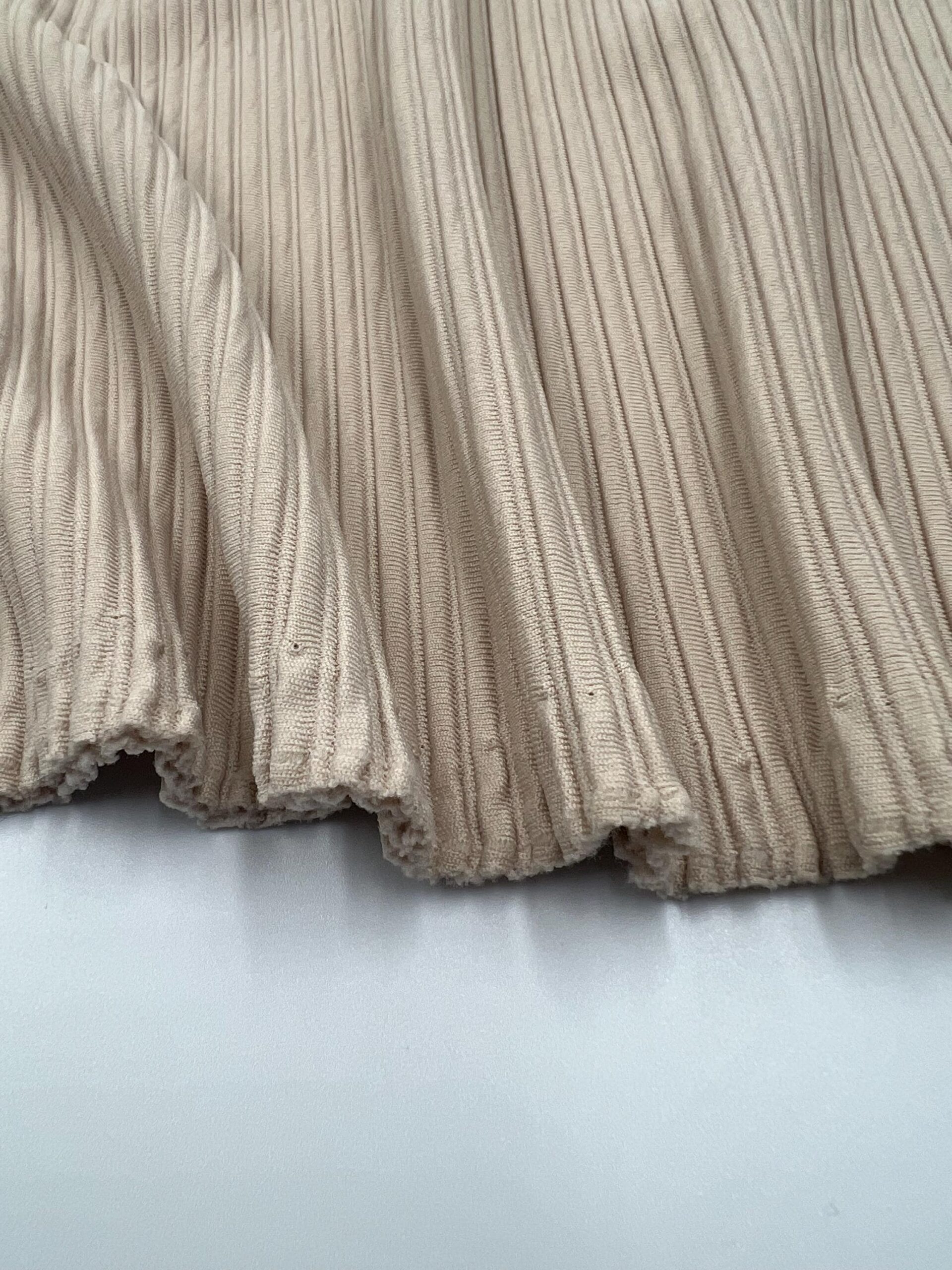 Cream Beige Ribbed Knit Fabric by the Yard, Soft Stretch Top and Dress Fabric, (150 cm / 59") Wide, Sold by the Meter – view 2