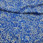 Blue Floral Cotton Viscose Fabric by the Yard, Lightweight Summer Dress Fabric, (150 cm / 59") Wide, Sold by the Meter