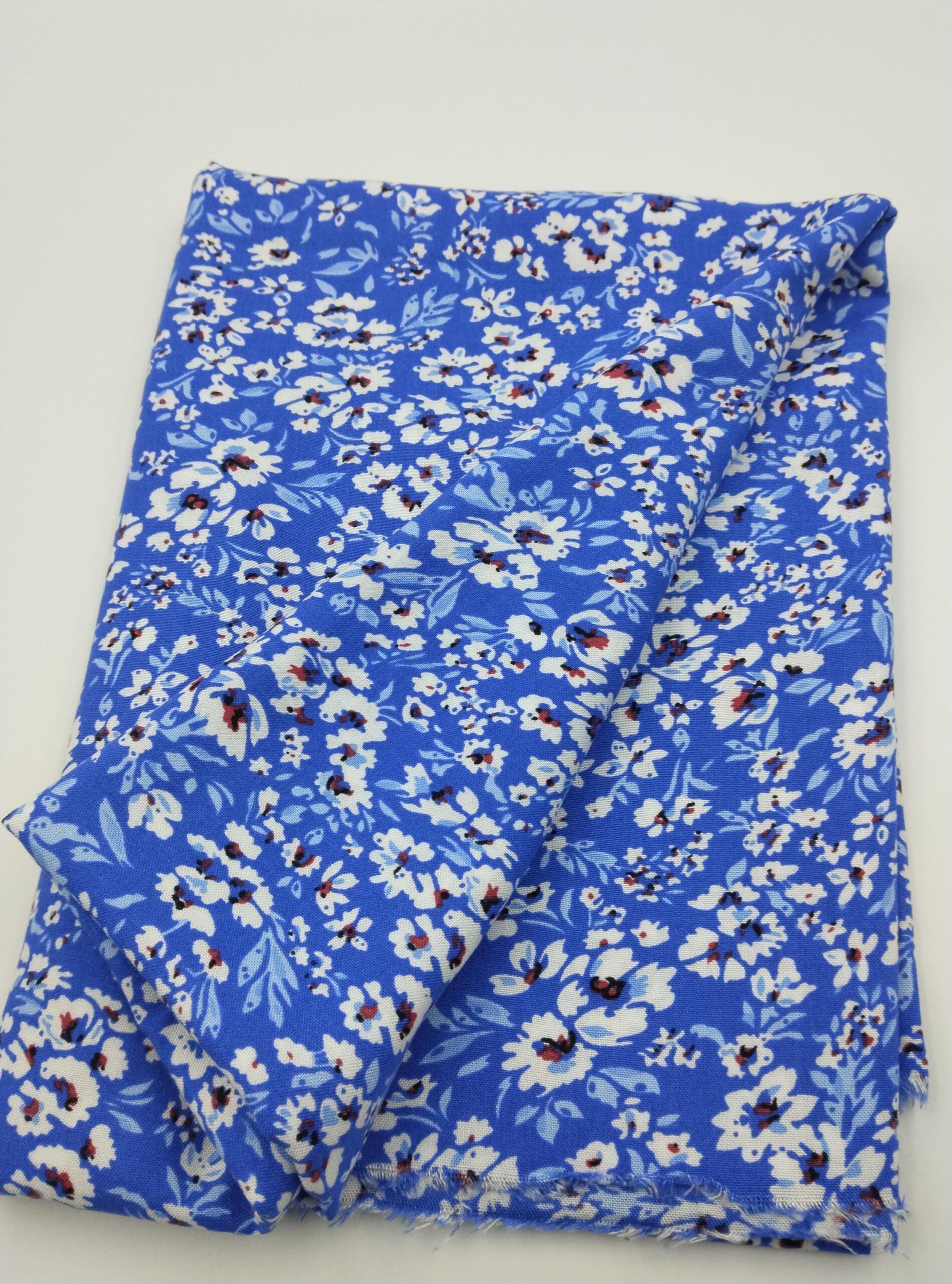 Blue Floral Cotton Viscose Fabric by the Yard, Lightweight Summer Dress Fabric, (150 cm / 59") Wide, Sold by the Meter – view 11