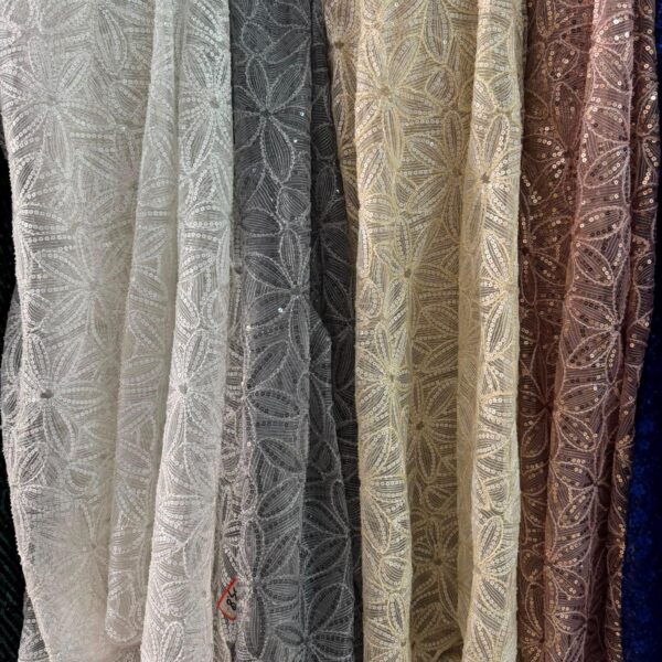 Luxury Sequin Embroidered Tulle Fabric by the Yard, 150 cm Wide, Beaded Evening Dress Fabric, Bridal Lace Mesh, Prom Gown Material
