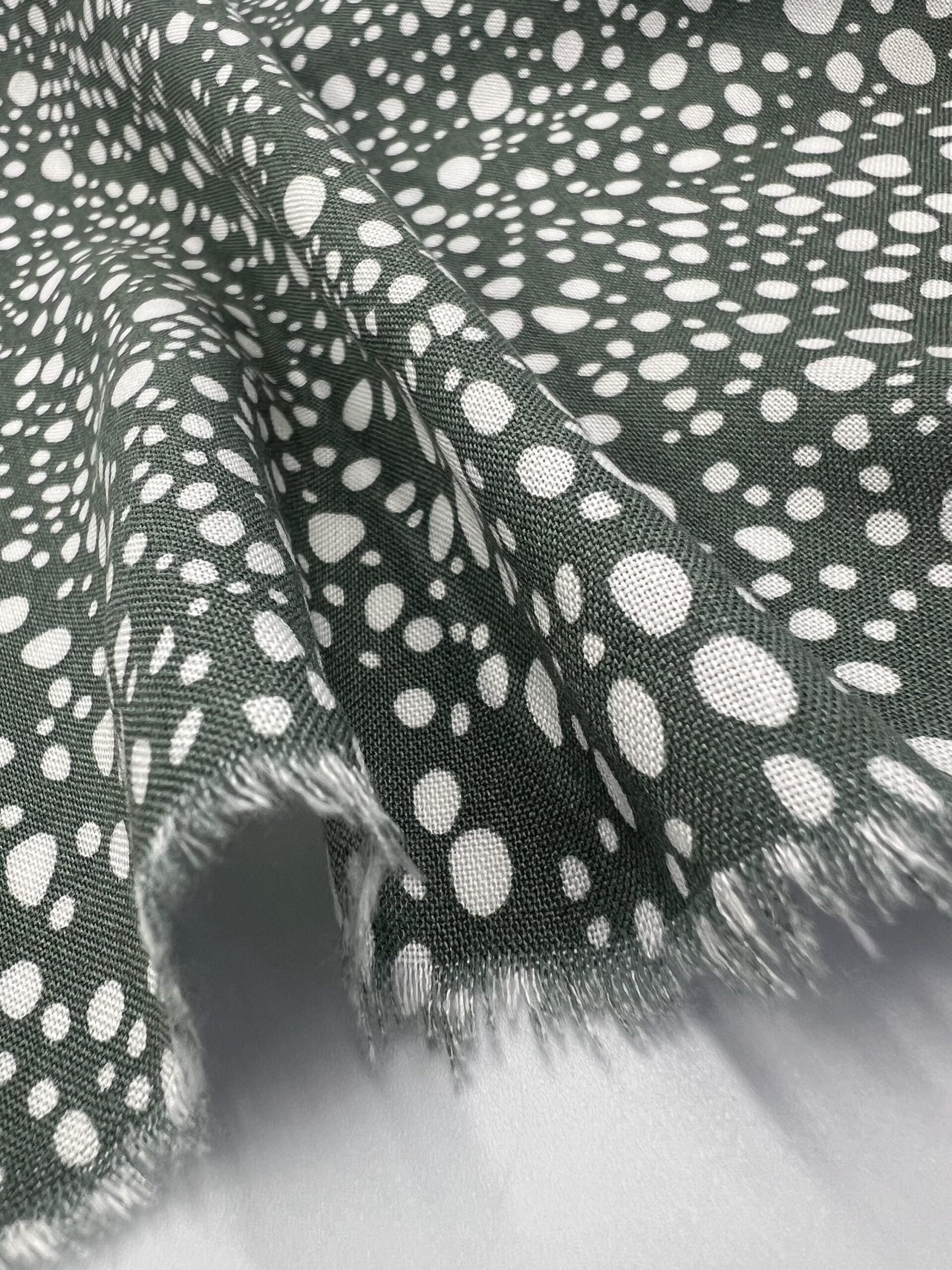 Sage Green Polka Dot Viscose Fabric by the Yard, Soft Cotton Blend Dress Fabric, (150 cm / 59") Wide – view 10