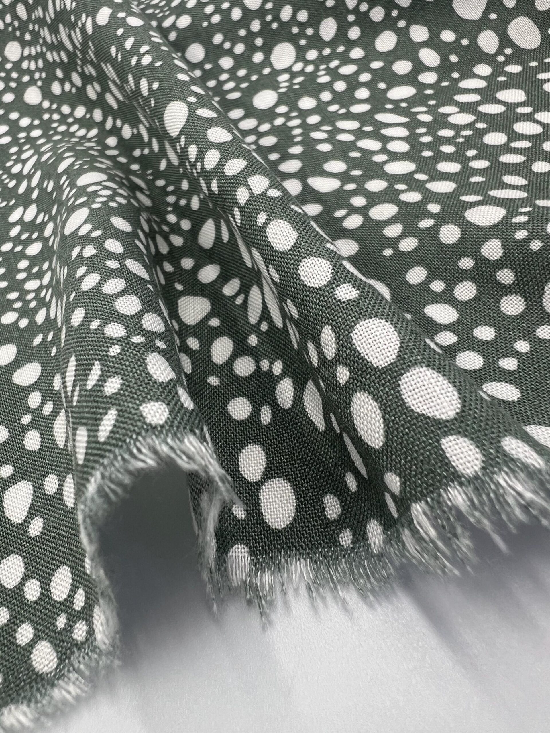 Sage Green Polka Dot Viscose Fabric by the Yard, Soft Cotton Blend Dress Fabric, (150 cm / 59") Wide – view 6