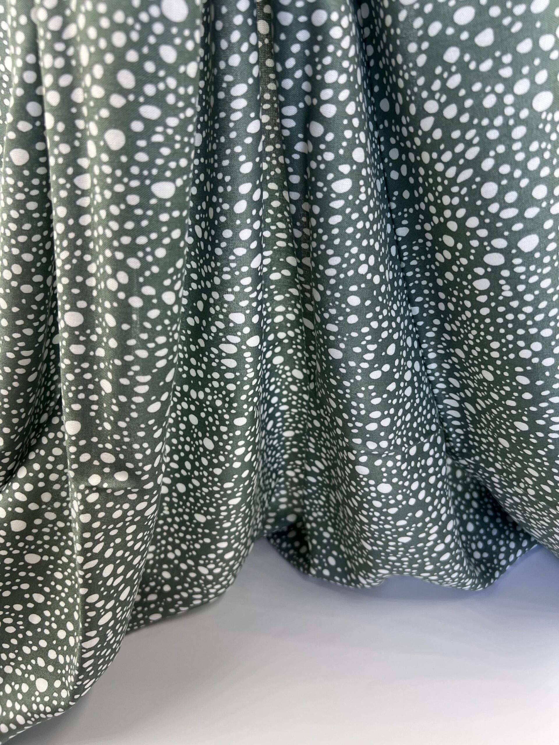 Sage Green Polka Dot Viscose Fabric by the Yard, Soft Cotton Blend Dress Fabric, (150 cm / 59") Wide – view 7