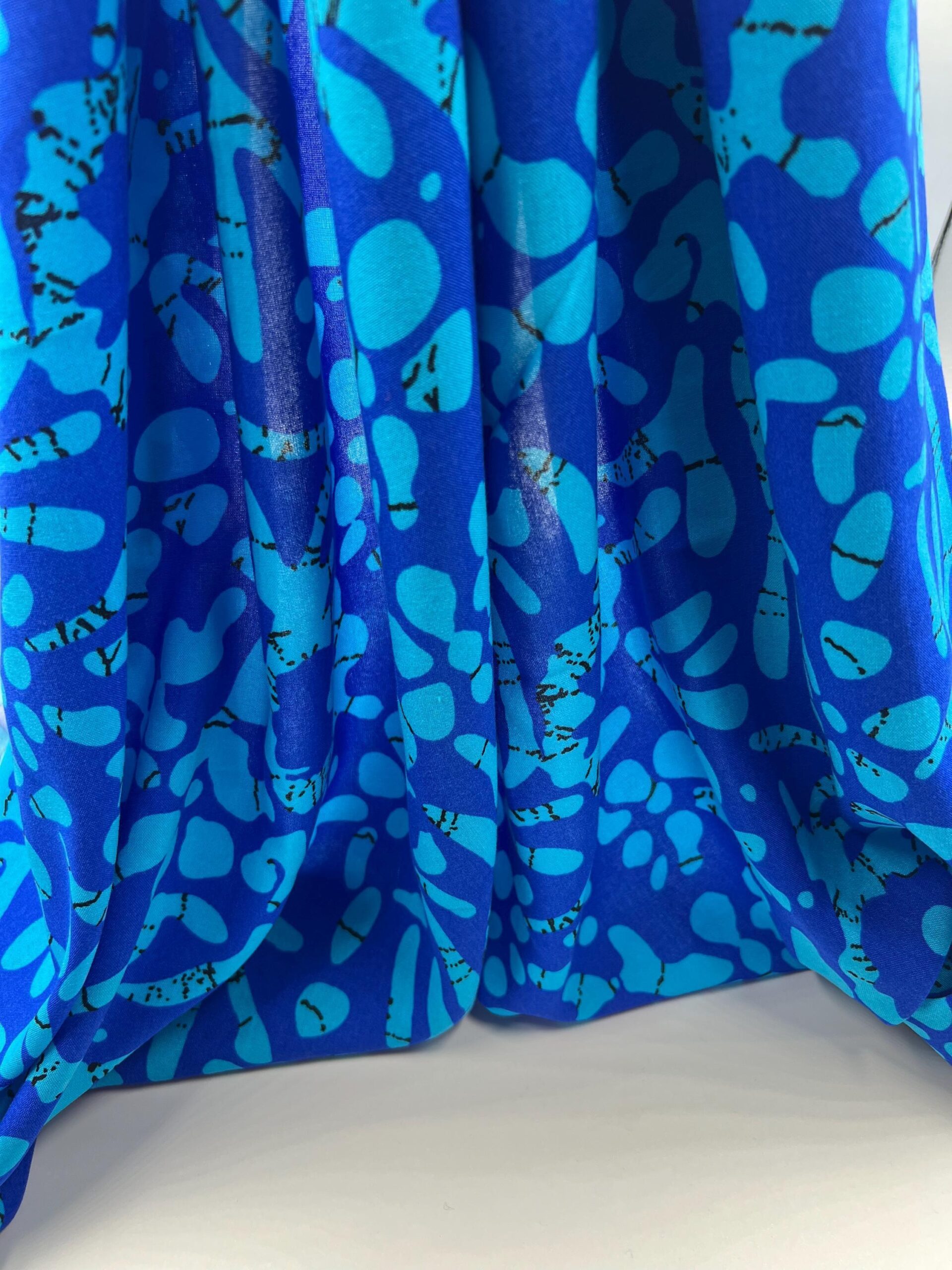 Blue Printed Viscose Fabric by the Yard, Soft Drapey Breathable Dress Fabric, (150 cm / 59") Wide, Premium Bursa Quality – view 5