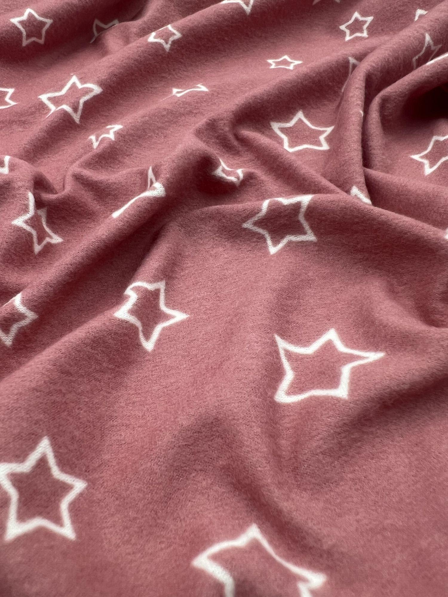 Dusty Rose Micro Suede Fabric by the Yard, White Star Pattern Upholstery Fabric, (180 cm / 71") Wide – view 2