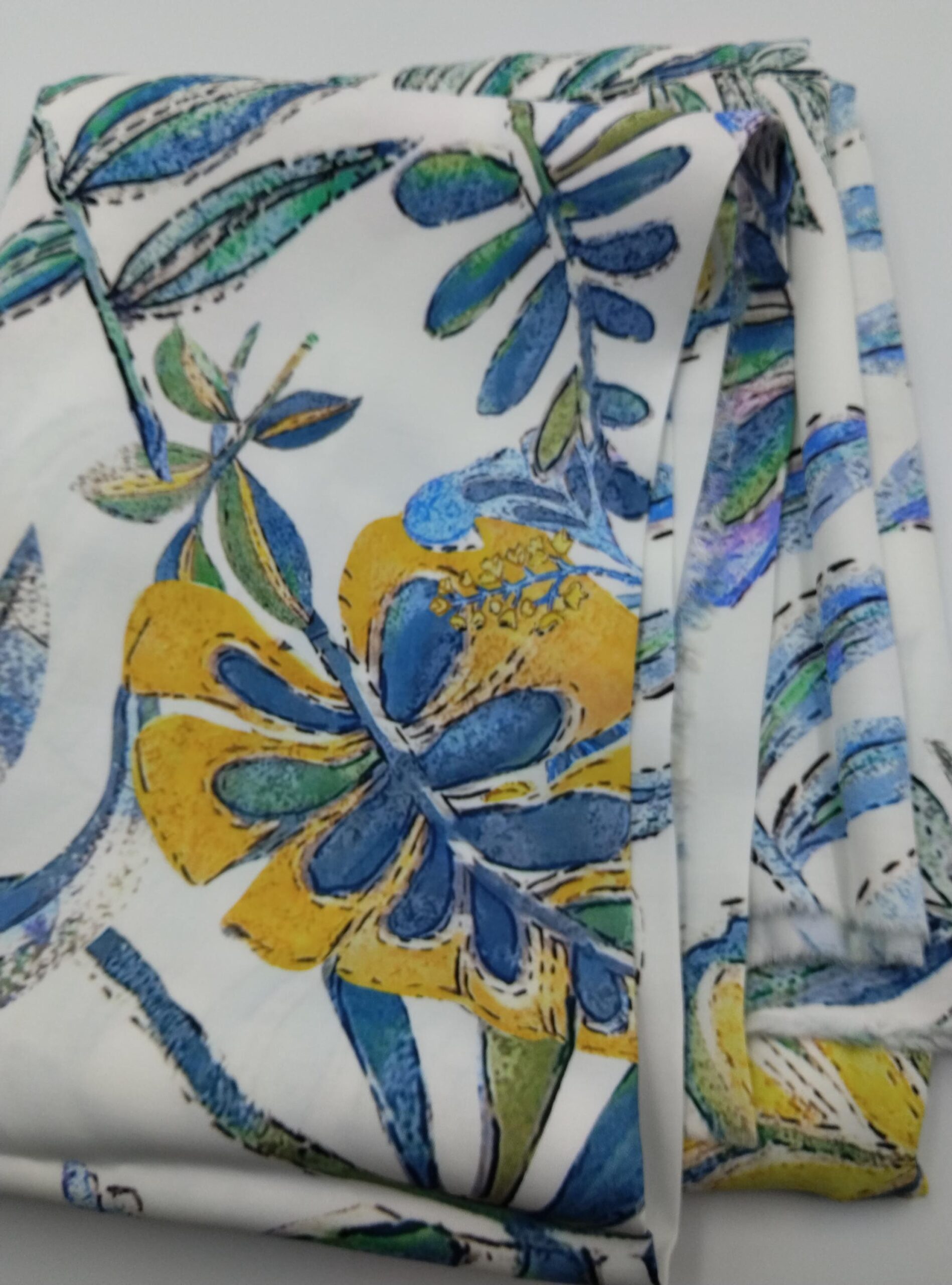 Floral Viscose Silk Floss Fabric by the Yard, Lightweight Polyester Free Fabric, (150 cm / 59") Wide – view 5