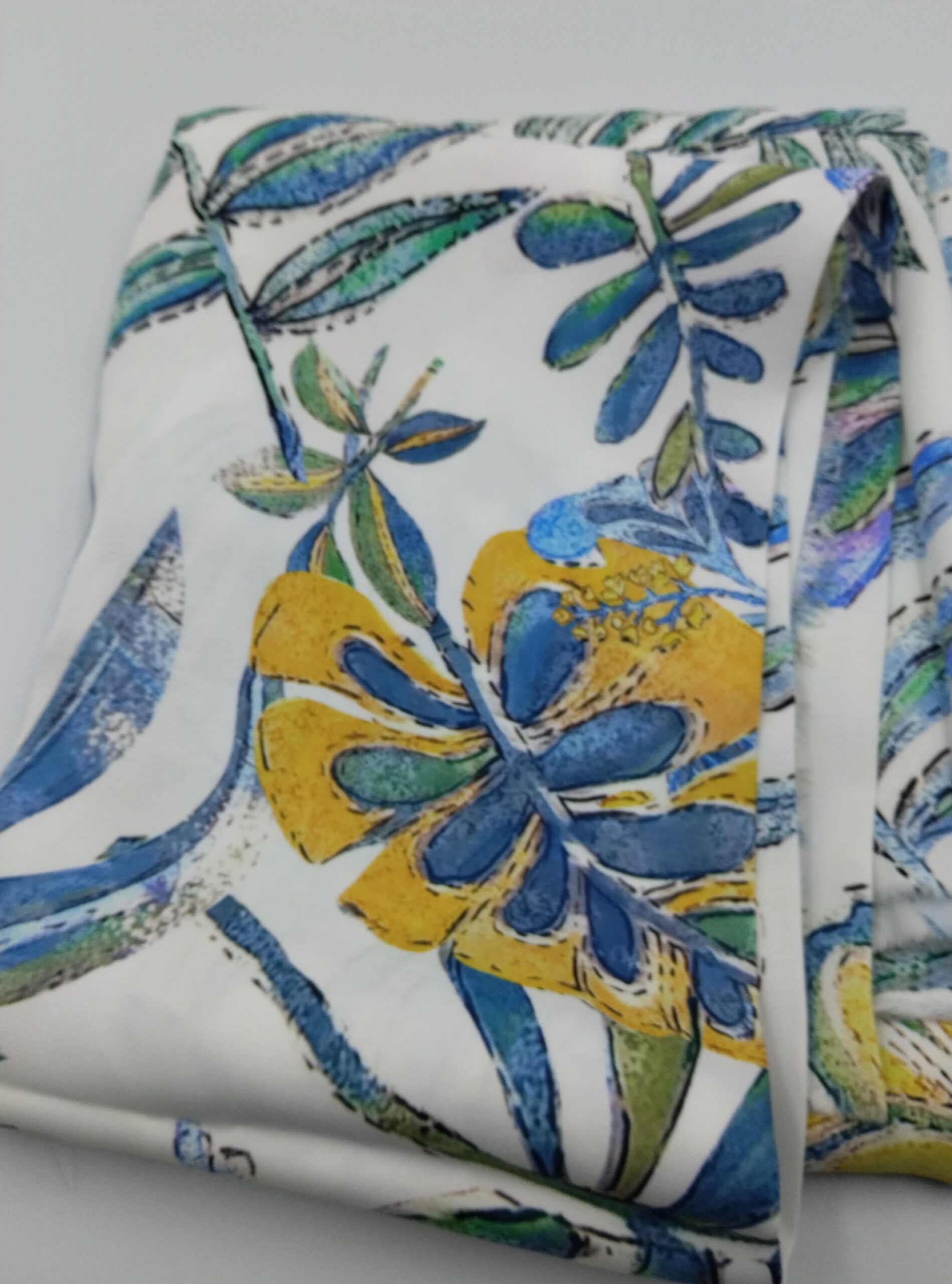 Floral Viscose Silk Floss Fabric by the Yard, Lightweight Polyester Free Fabric, (150 cm / 59") Wide – view 6