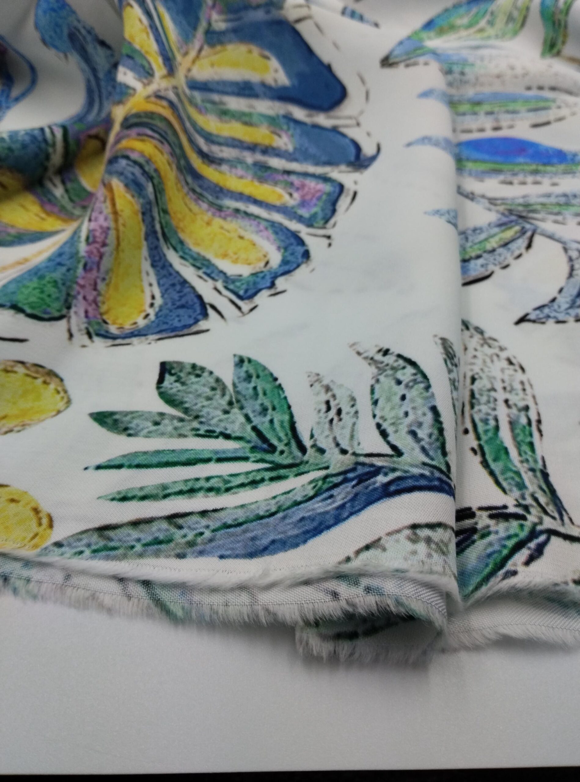 Floral Viscose Silk Floss Fabric by the Yard, Lightweight Polyester Free Fabric, (150 cm / 59") Wide – view 10