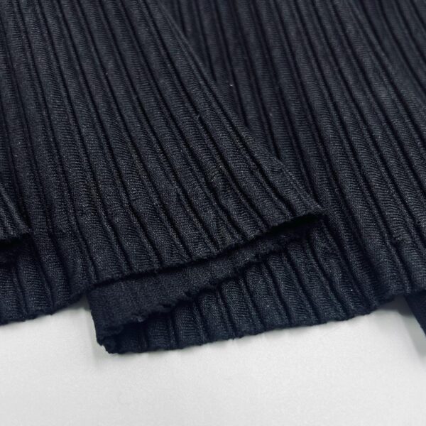 Black Ribbed Knit Fabric by the Yard, 4 Way Stretch Lycra Dress Top Pants Fabric, (150 cm / 59") Wide