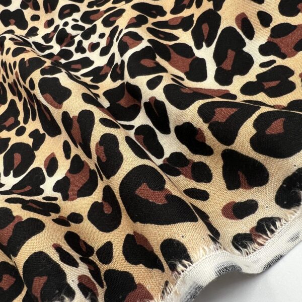Premium Leopard Print Viscose Fabric by the Yard, Soft Drapey Animal Print Fabric, (150 cm / 59") Wide
