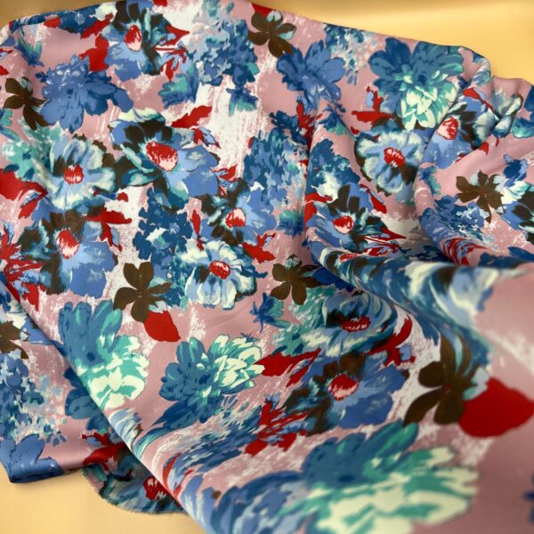 Floral Satin Fabric by the Yard, Soft Drapey Printed Dress and Blouse Fabric, (150 cm / 59") Wide, Premium Bursa Quality