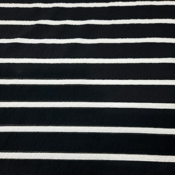 Black White Stripe Crinkle Fabric by the Meter, Breton Striped Gofre Crepe Lightweight 150g Polyester, Textured Bubble Fabric for Dress